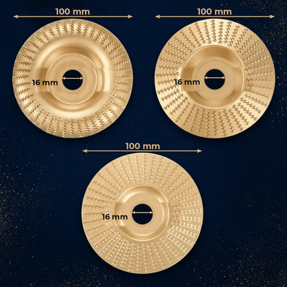 Maatvoering: 100 mm buitendiameter en 16 mm asgat