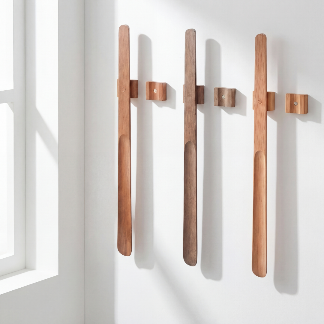 Drie houtkleuren met magnetische wandhouder