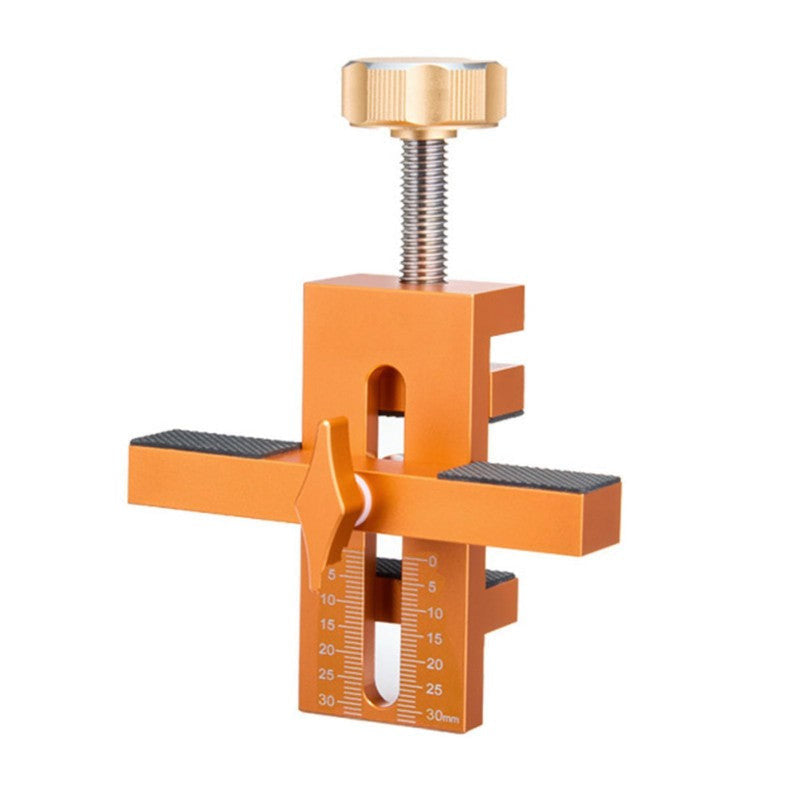 Ortiv montageklem van oranje geanodiseerd aluminium met messing kartelknop