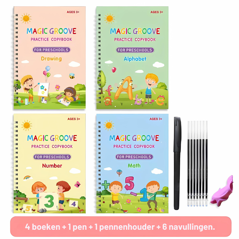 4-in-1 Magic Schrijfboeken Set - Maak oefenen leuker en effectiever voor je kind
