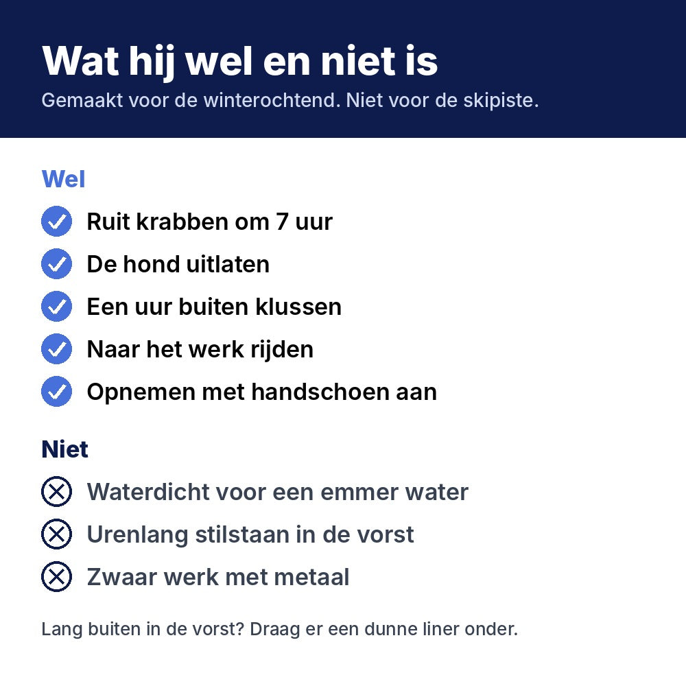 Wat de Tacto handschoen wel en niet is