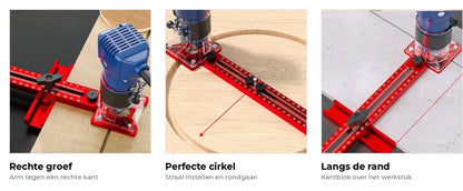 Drie functies: rechte groef, perfecte cirkel en langs de rand frezen