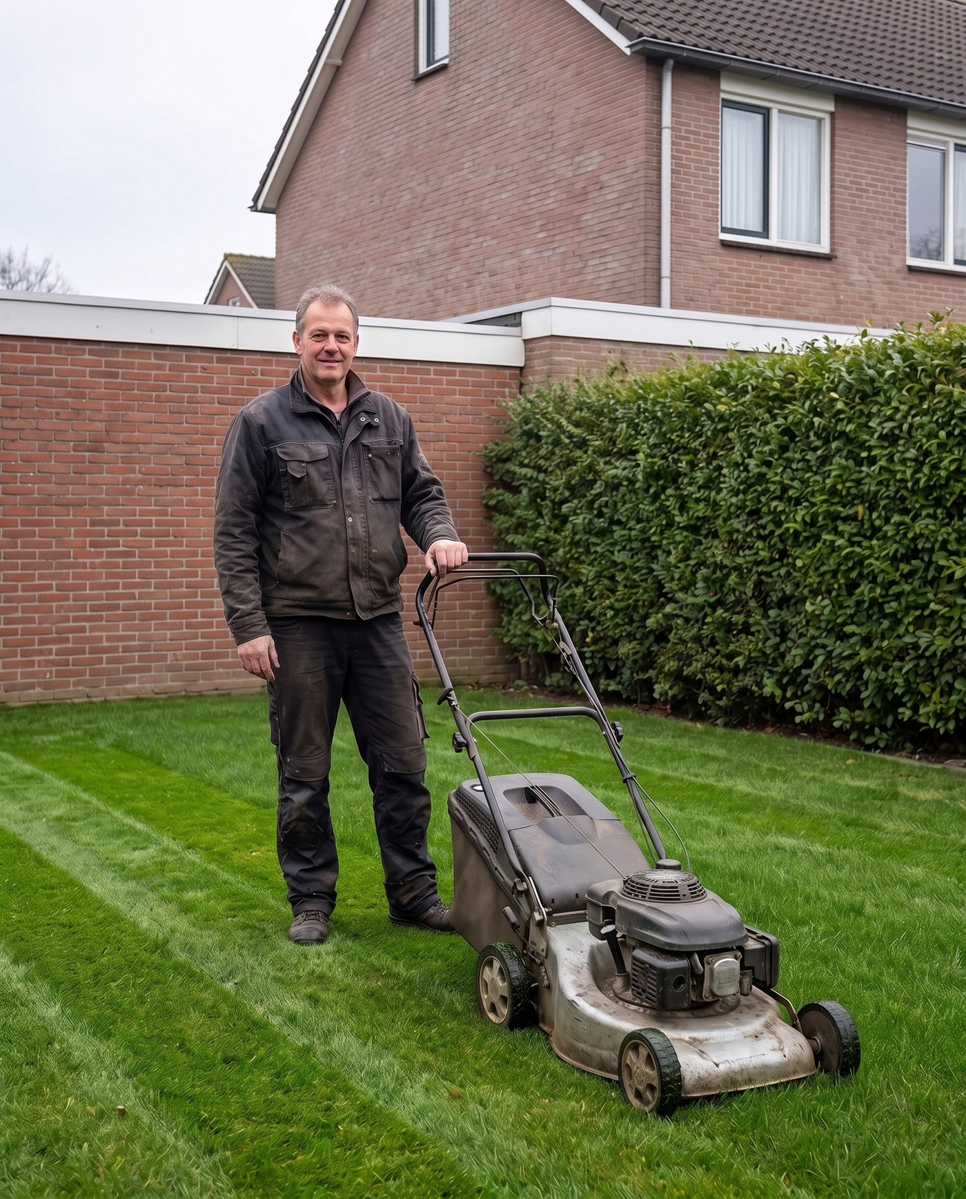 Strak gemaaid gazon met egale maaibanen