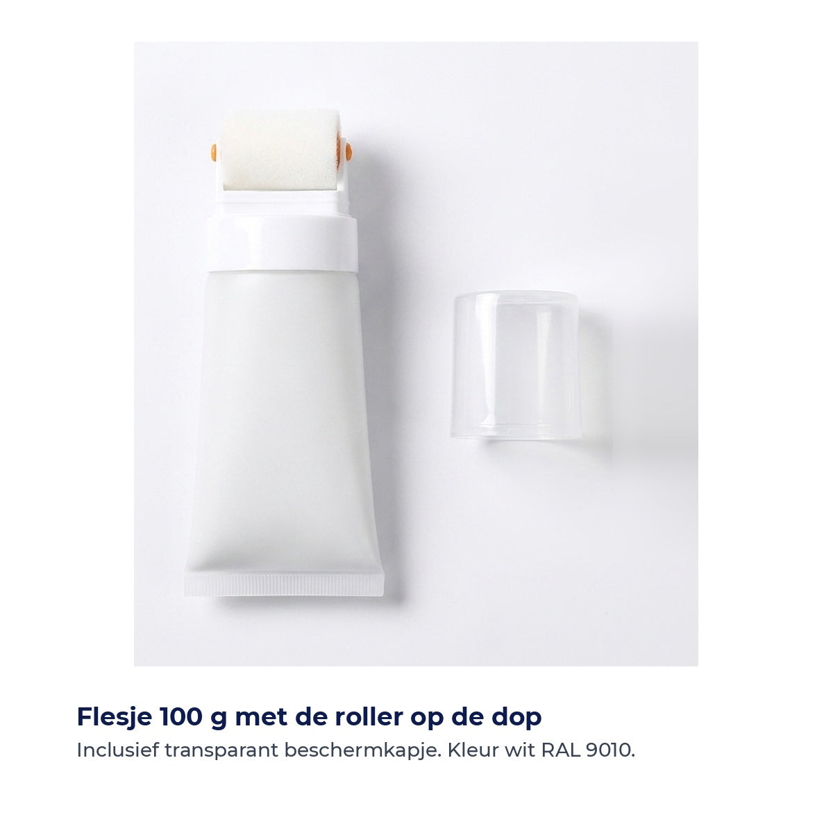Wat zit erin: flesje van 100 gram met de roller op de dop en een transparant beschermkapje