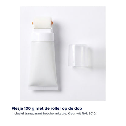 Wat zit erin: flesje van 100 gram met de roller op de dop en een transparant beschermkapje