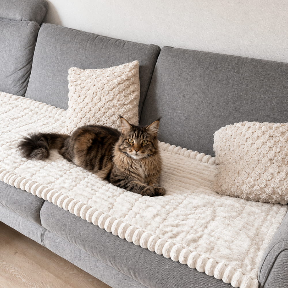 Vellora pluche bankbeschermer wit