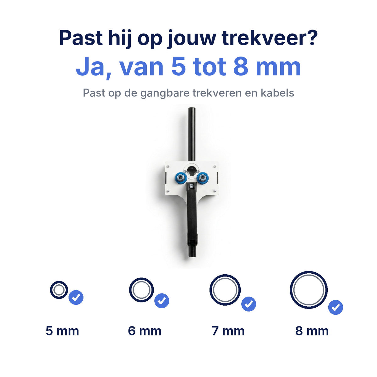 Past op trekveren en kabels van 5 tot 8 mm