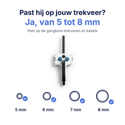 Past op trekveren en kabels van 5 tot 8 mm