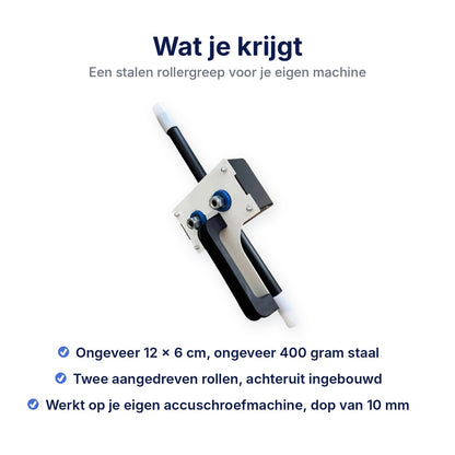 Wat je krijgt: ongeveer 12 x 6 cm en ongeveer 400 gram staal