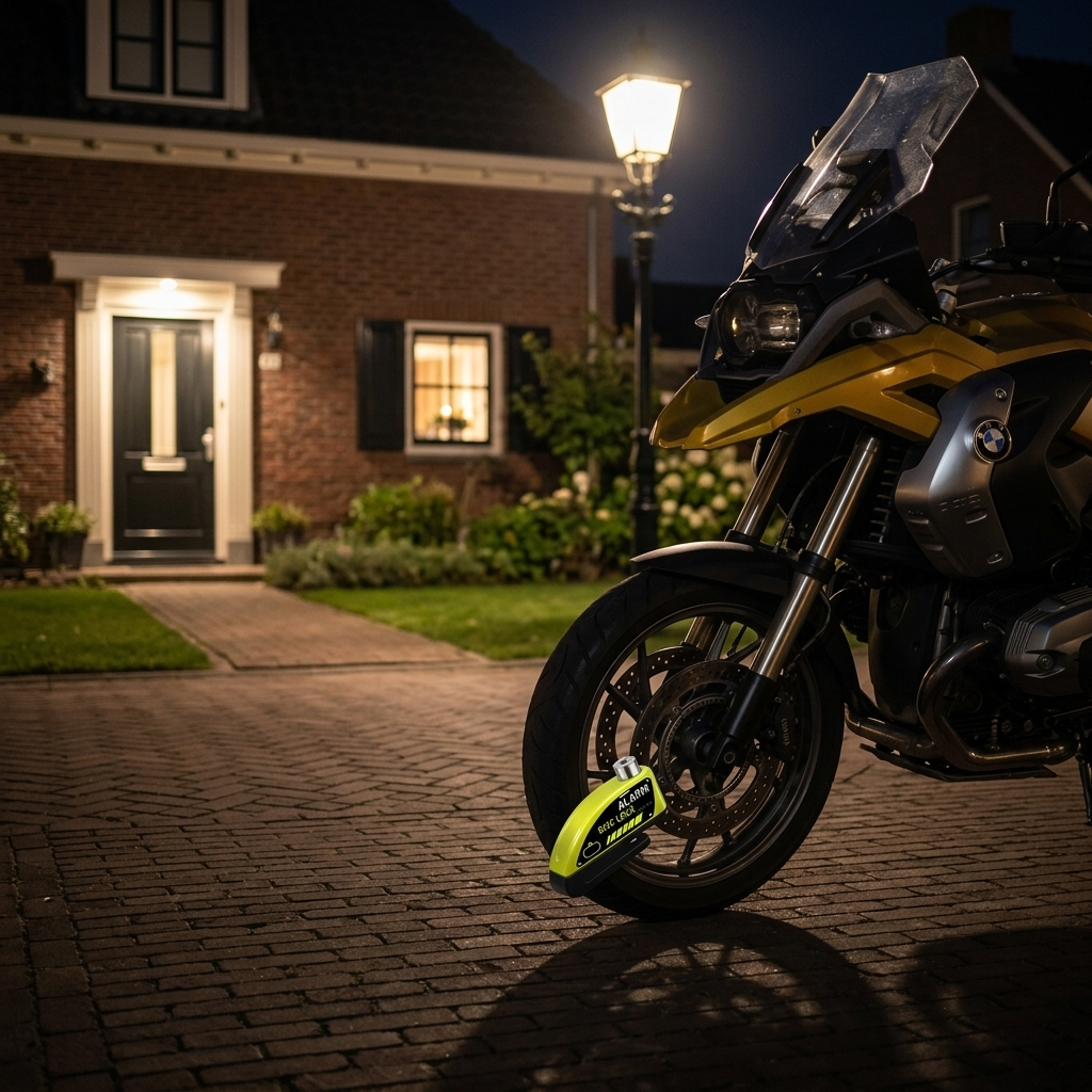 Vigil op de motor 's nachts op de oprit