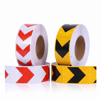 Twee rollen Pharo pijltape, 5 cm breed: rood/wit en geel/zwart