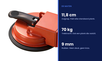 De maten van de Serro zuignap: 11,8 cm, 70 kg trekkracht, 9 mm rubber